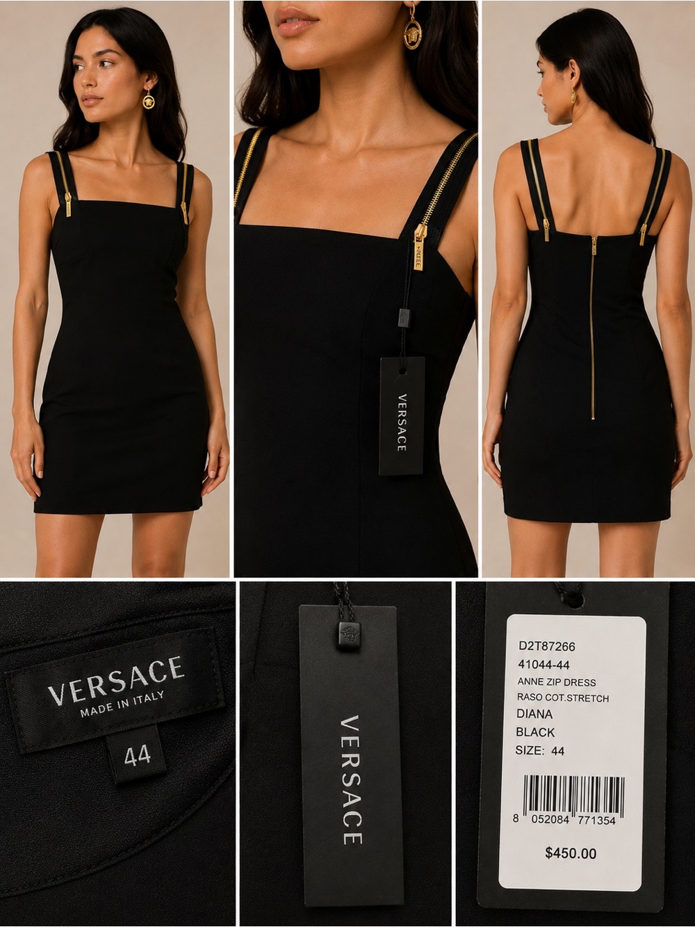 VERSUS by Versace- Little Black Zipper Strap Dress